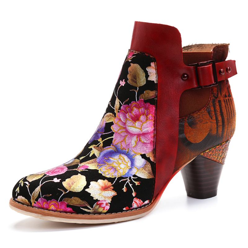 Retro Bloomed Flower Połącz Z Nowoczesnym Stylem Litera Eleganckie Unikalne Buty Na Wysokim Obcasie