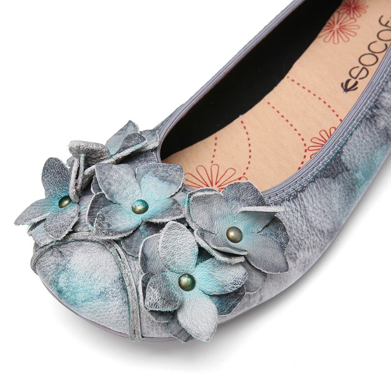 Retro Flowers Decor Tie-dyed Miękka Podeszwa Slip On Soft Flat Shoes