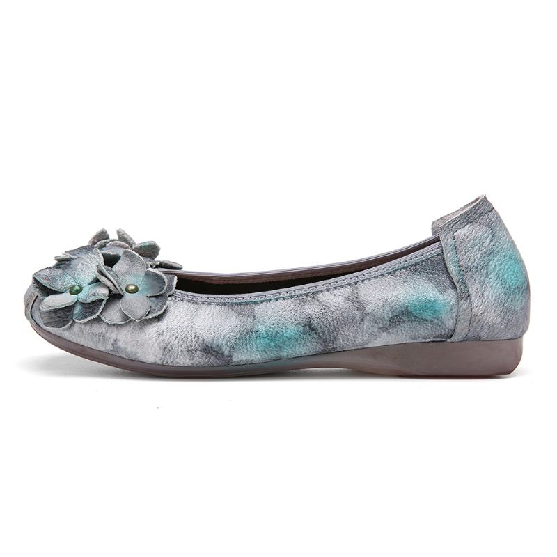 Retro Flowers Decor Tie-dyed Miękka Podeszwa Slip On Soft Flat Shoes