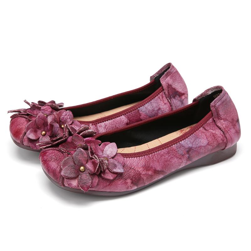 Retro Flowers Decor Tie-dyed Miękka Podeszwa Slip On Soft Flat Shoes