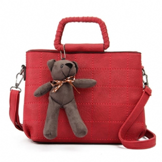 Retro Kobiety Pu Skórzane Torebki W Kratę Niedźwiedź Damskie Torby Na Ramię Elgant Torby Crossbody