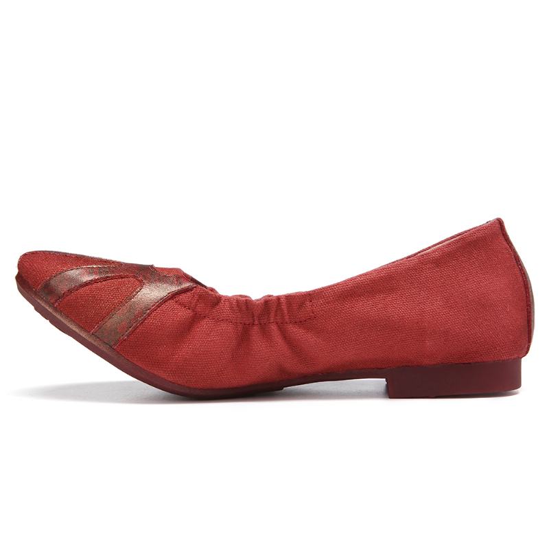 Retro Miękkie Płótno Łączenie Składane Slip On Baletki Płaskie