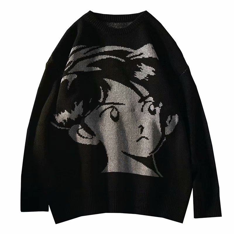 Retro Streetwear Dzianinowy Sweter Jesienno-zimowy Luźny Gruby Ciepły Hip-hopowy Sweter Męski