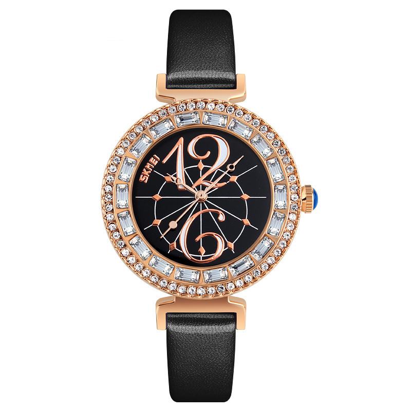 Rhinestone Damskie Wrist Watch Shell Dial Wodoodporny Elegancki Zegarek Kwarcowy