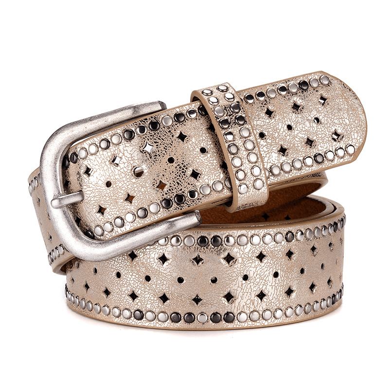 Rhinestone Nit Pin Bucklea Fshion Casual Z Paskiem Do Dżinsów