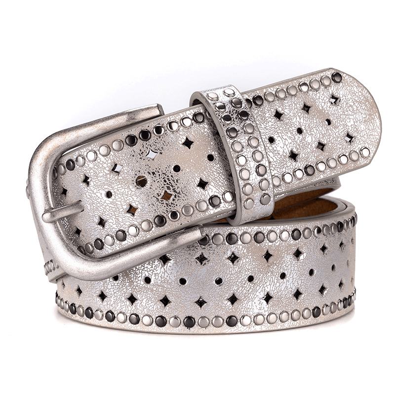 Rhinestone Nit Pin Bucklea Fshion Casual Z Paskiem Do Dżinsów