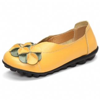 Rozmiar Us 5-13 Kobiety Płaskie Buty W Kwiaty Casual Outdoor Leather Slip On Round Toe Loafers