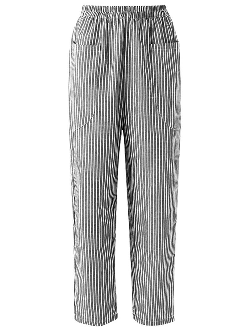 S-5xl Casual Stripe Pocket Elastyczny Pas Kobiety Harem Pants