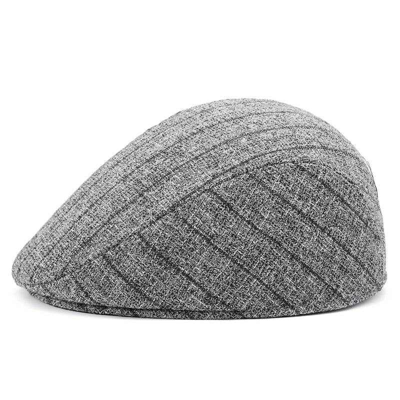 S / M / L Stripe Dad Casual Beret W Średnim Wieku Wygodne Lniane CZapki Old Man Forward