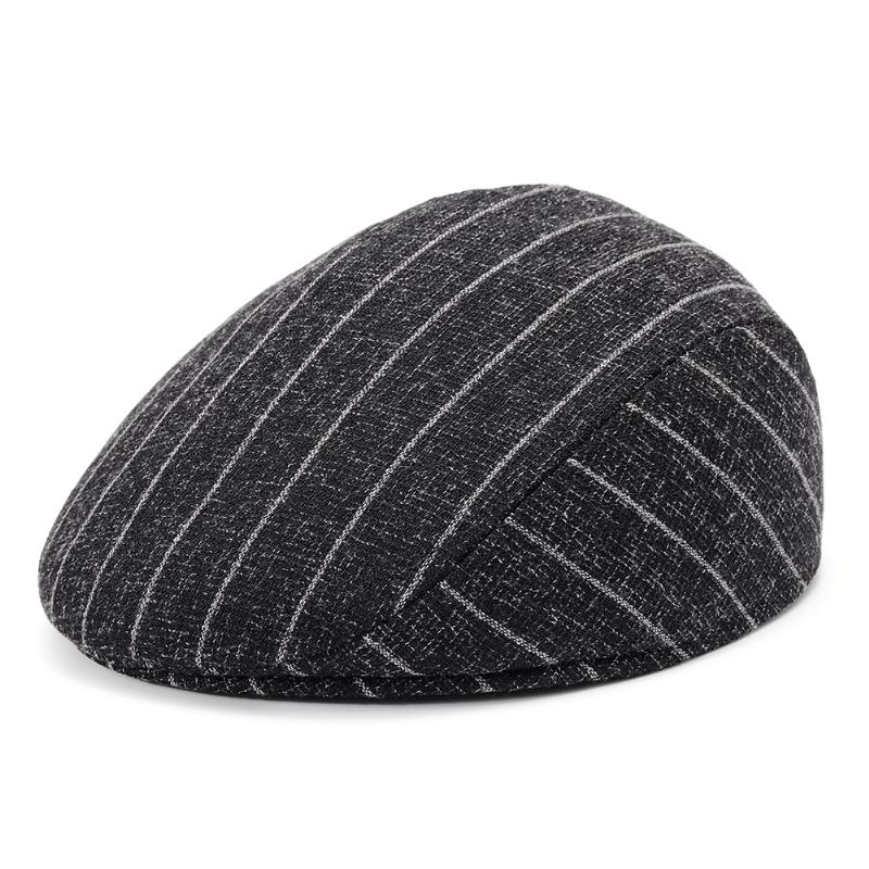 S / M / L Stripe Dad Casual Beret W Średnim Wieku Wygodne Lniane CZapki Old Man Forward