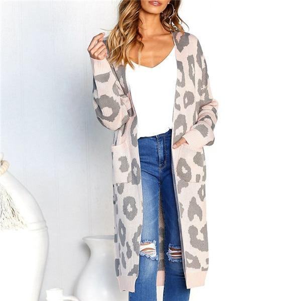 Sexy Leopard Printed Cardigan Sweter Kobiet 2018 Jesień Zima Sweter Harajuku Sweter Z Długim Rękawem Sweter Sueter Mujer