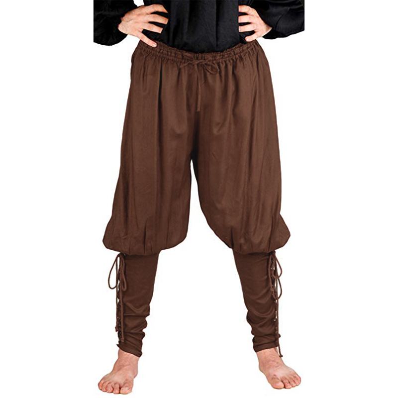 Średniowieczne Renesansowe Męskie Spodnie Pirackie Rycerze Koronkowe Długie Spodnie Szorty