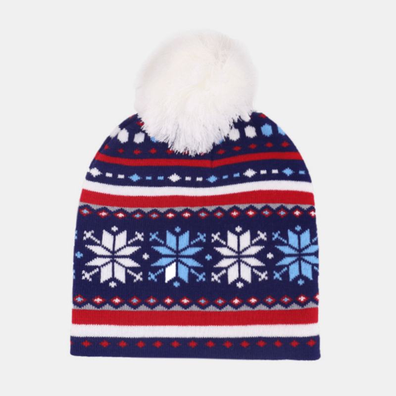 Świąteczna Dzianinowa CZapka Żakardowa Unisex Ciepła CZapka Beanie