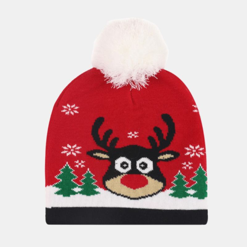 Świąteczna Dzianinowa CZapka Żakardowa Unisex Ciepła CZapka Beanie