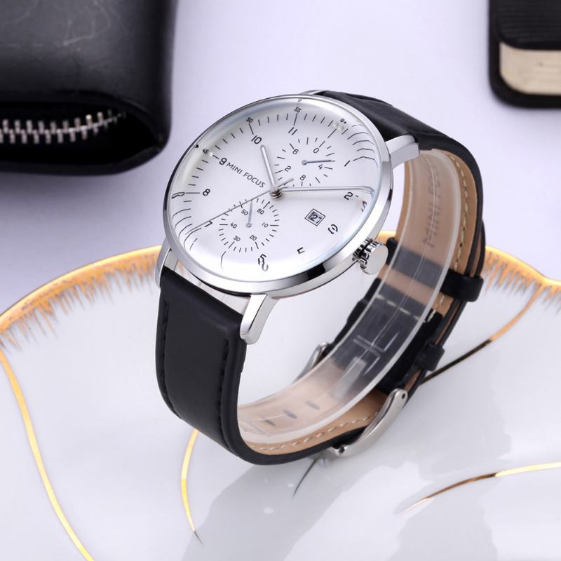 Skórzany Pasek Męski Zegarek Casual Style Luminous Hand Quartz Watches