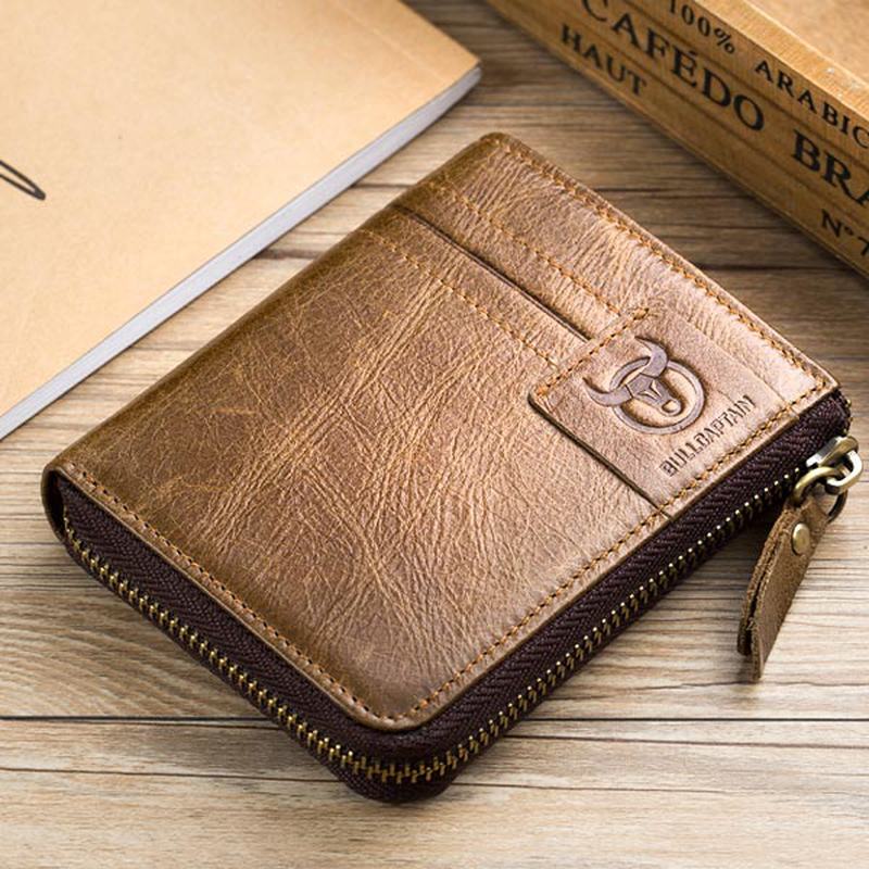 Skórzany Portfel Vintage Zipper Card Holder