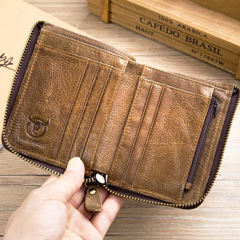 Skórzany Portfel Vintage Zipper Card Holder