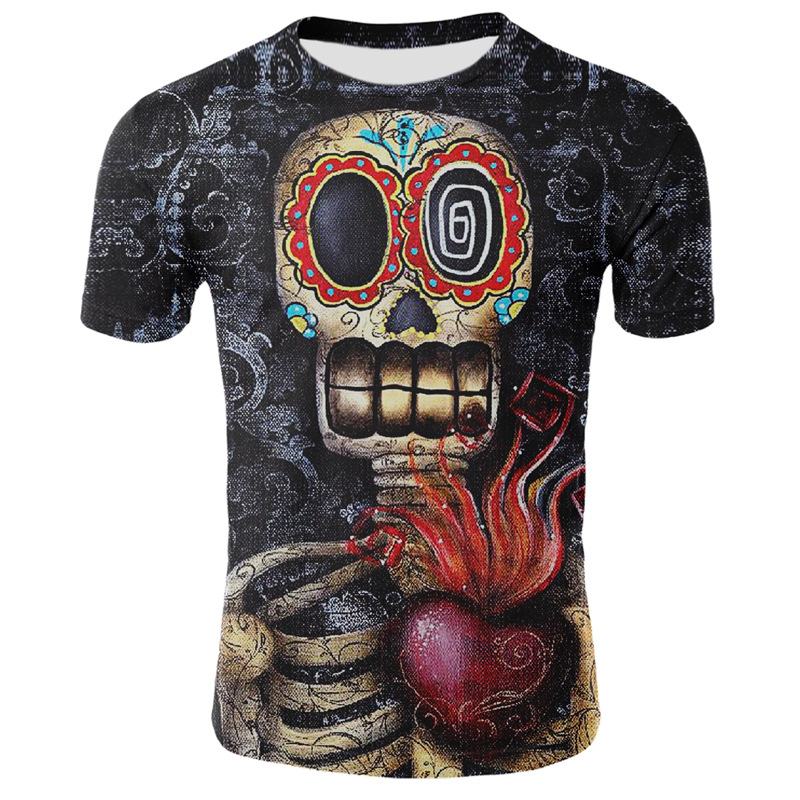 Smoking Skull 3d Digital Drukowanie T-shirt