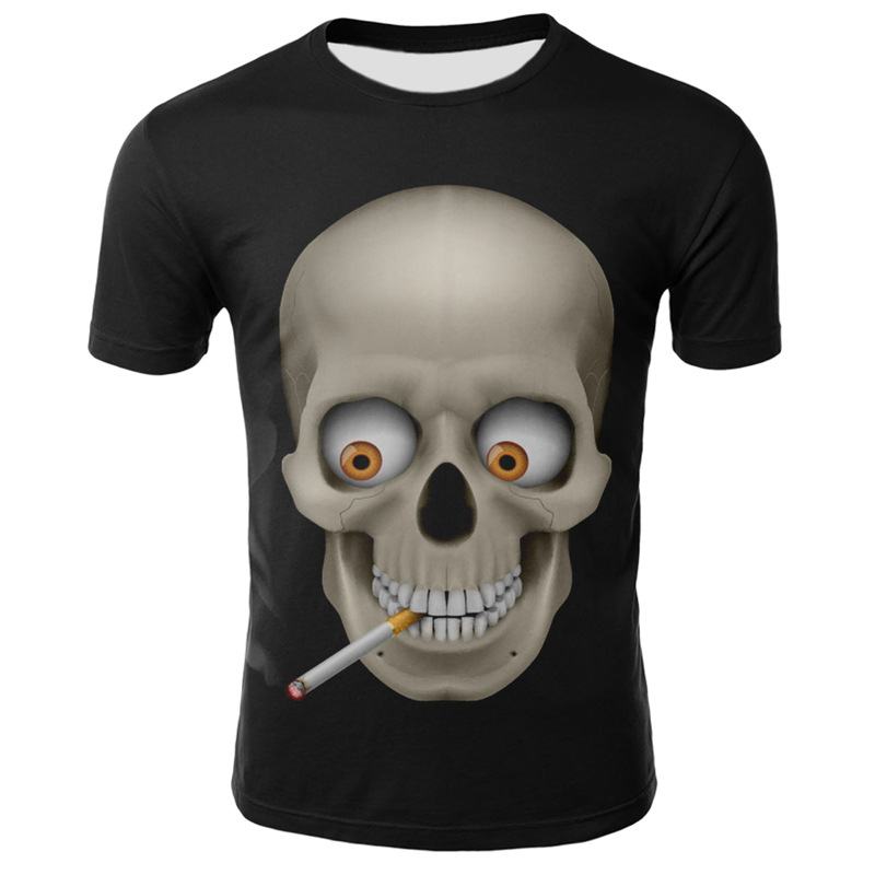 Smoking Skull 3d Digital Drukowanie T-shirt