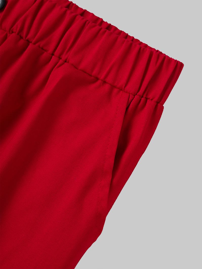 Solidne Kolorowe Guziki Kieszenie Luźne Spodnie Na Co Dzień Dla Kobiet