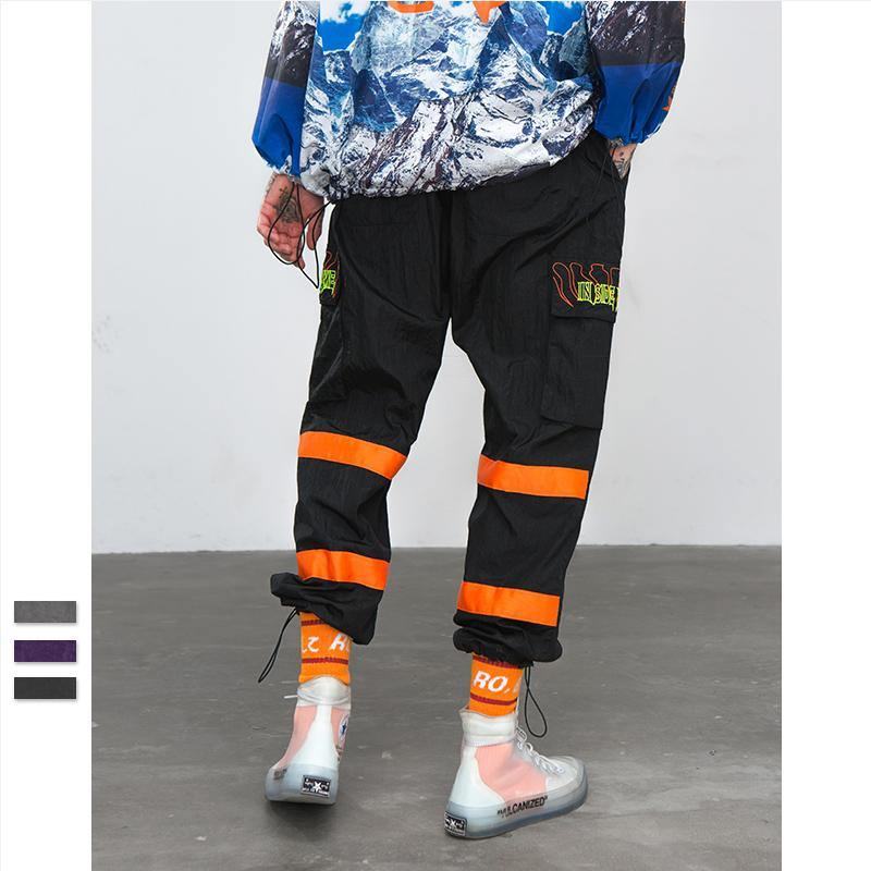 Spodnie Wiatrówki Sporty Nocne Fluorescencyjne Spodnie O Luźnym Kroju Streetwear Markowe Ubrania Street Spodnie Dresowe