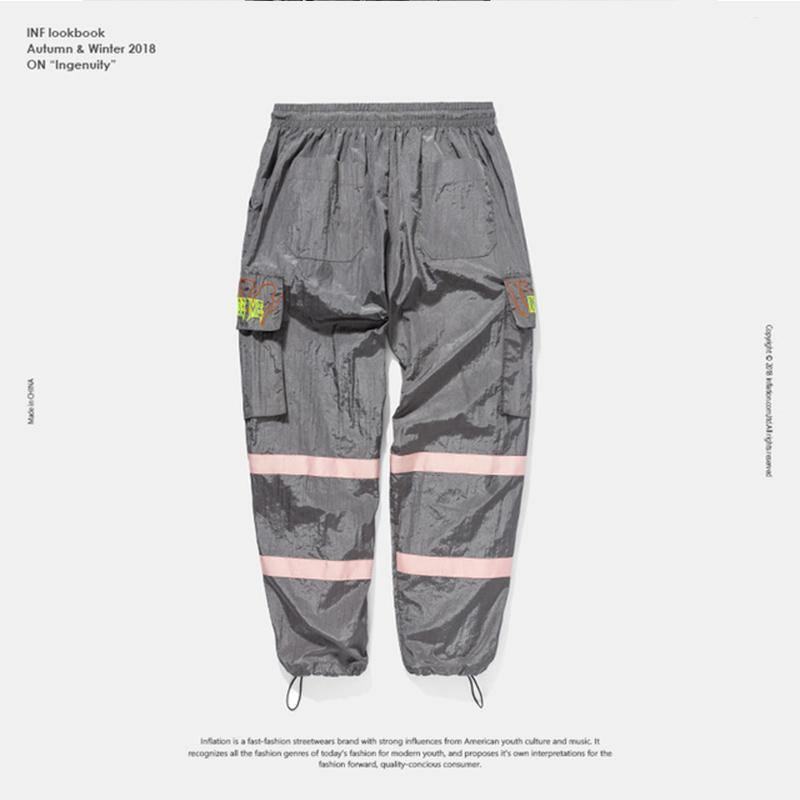 Spodnie Wiatrówki Sporty Nocne Fluorescencyjne Spodnie O Luźnym Kroju Streetwear Markowe Ubrania Street Spodnie Dresowe