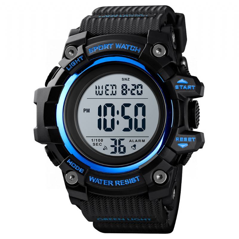 Sportowy Zegarek Męski Wodoodporny Świecący Wyświetlacz Daty Tydzień Stoper Odliczanie Outdoor Digital Watch