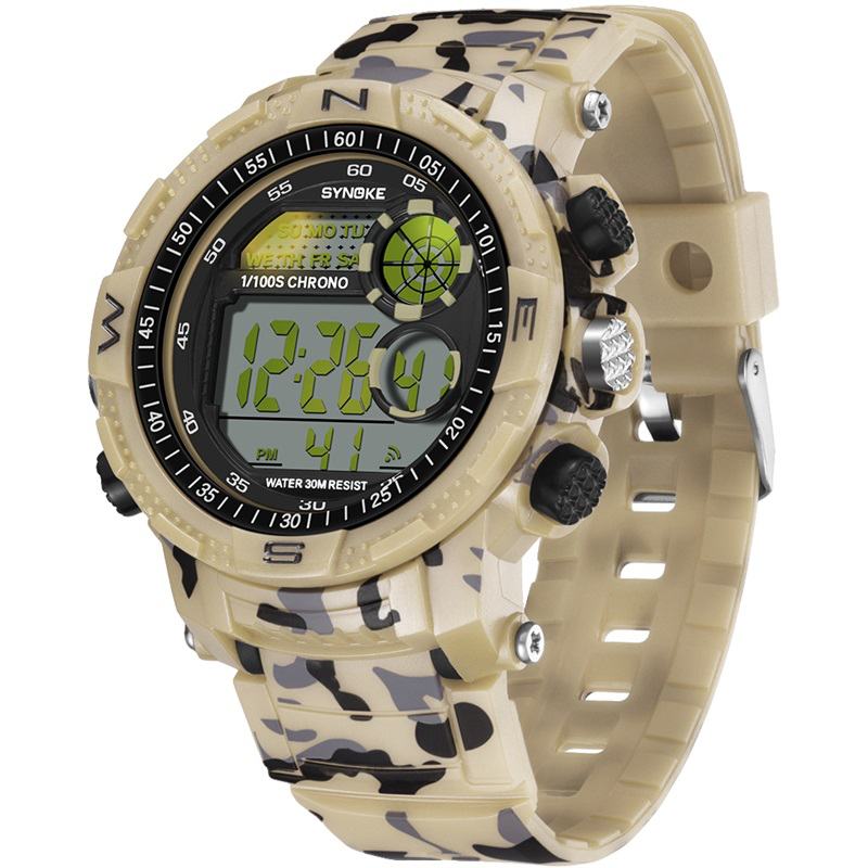 Sportowy Zegarek Męski Wodoodporny Świecący Wyświetlacz Z Datą Tygodnia Kamuflaż Outdoor Digital Watch