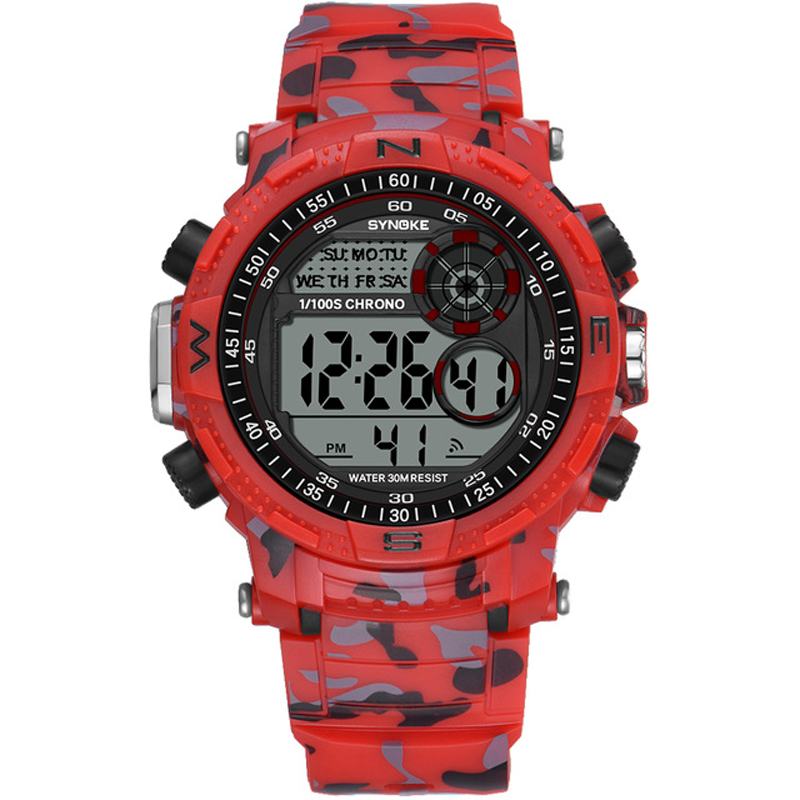 Sportowy Zegarek Męski Wodoodporny Świecący Wyświetlacz Z Datą Tygodnia Kamuflaż Outdoor Digital Watch