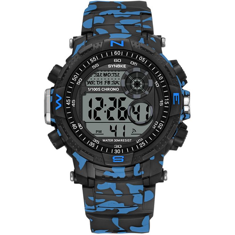 Sportowy Zegarek Męski Wodoodporny Świecący Wyświetlacz Z Datą Tygodnia Kamuflaż Outdoor Digital Watch