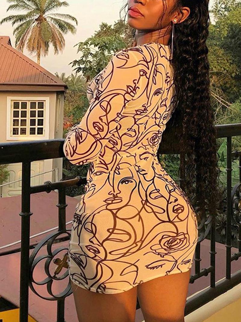 Stick Figure Portret Drukowanie Perspektywa Bodycon Dress