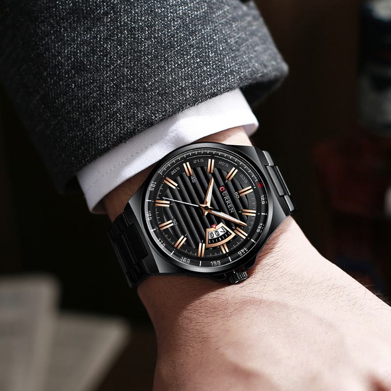 Styl Biznesowy Luminous Display Męski Zegarek Na Rękę Wyświetlacz Daty Zegarek Kwarcowy