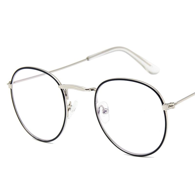 Styl Literacki Płaskie Lustro Metalowa Ramka Otwarte Kulkowe Okulary Eliptyczne 3447 Dla Mężczyzn I Kobiet