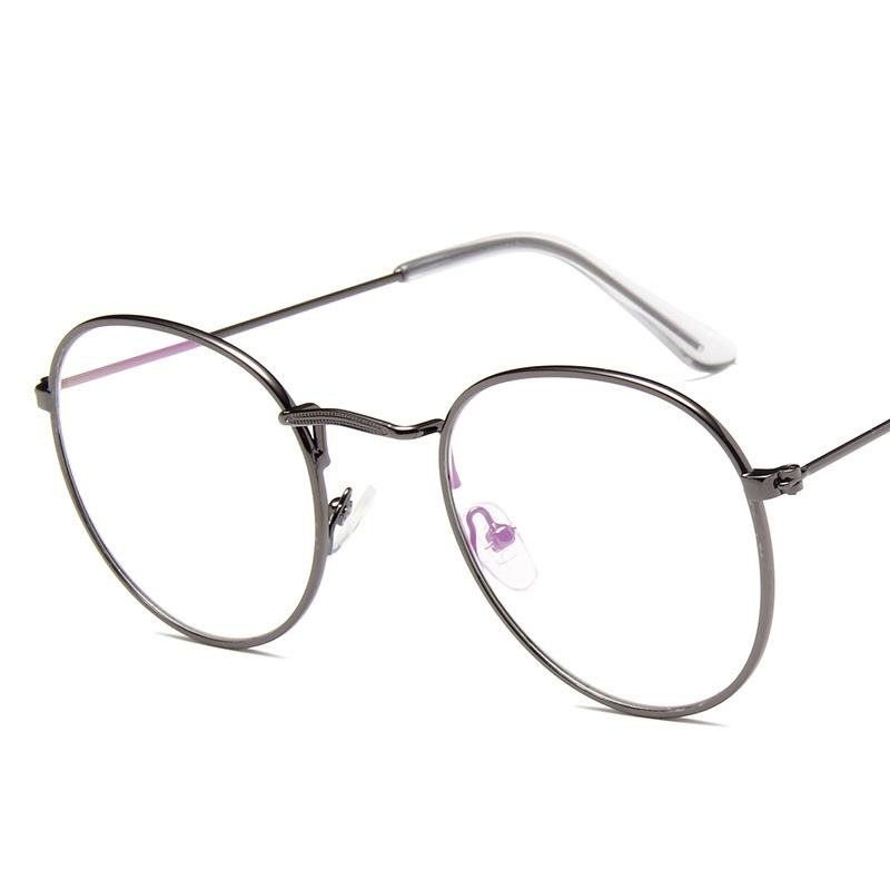 Styl Literacki Płaskie Lustro Metalowa Ramka Otwarte Kulkowe Okulary Eliptyczne 3447 Dla Mężczyzn I Kobiet
