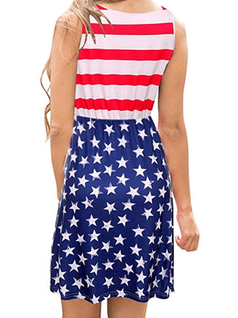 Sukienka Midi Bez Rękawów Z Nadrukiem Flagi Ameryki