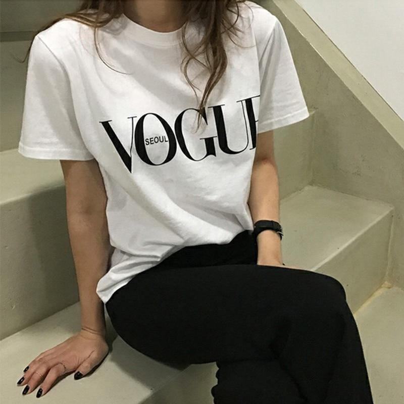 Summer Girl Topy Z Krótkim Rękawem Dla Kobiet Vogue List Z Nadrukiem Harajuku T-shirt Kobieta Camisas