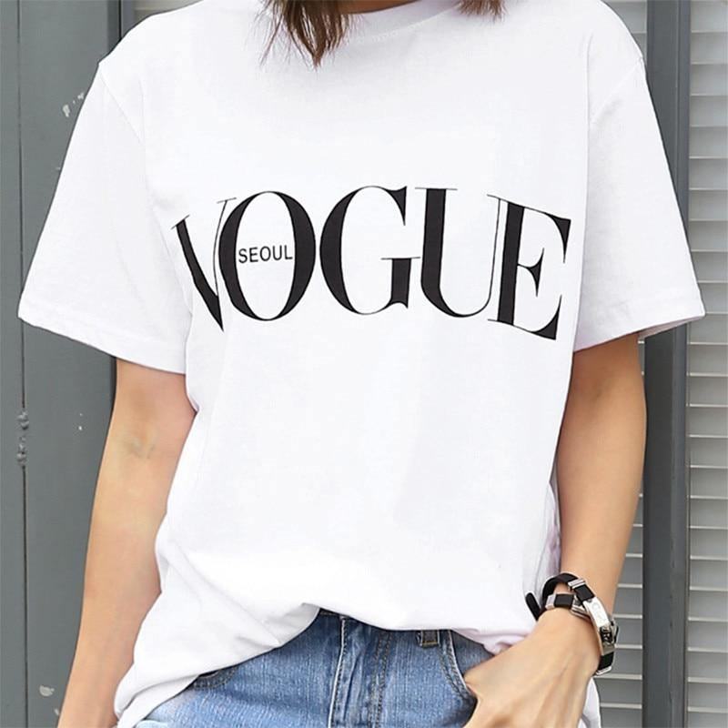 Summer Girl Topy Z Krótkim Rękawem Dla Kobiet Vogue List Z Nadrukiem Harajuku T-shirt Kobieta Camisas