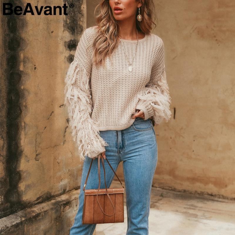 Sweter Z Dzianiny Z Frędzlami Sweter Damski Luźny Casual Zieleń Wojskowa Sweter Zimowy Damski O Neck 2018 Jesienny Sweter Pull Femme