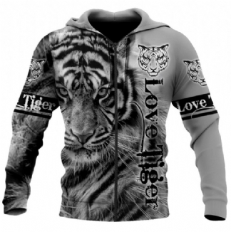 Sweter Z Nadrukiem 3d Lion 3d Sweter Z Zamkiem Z Kapturem