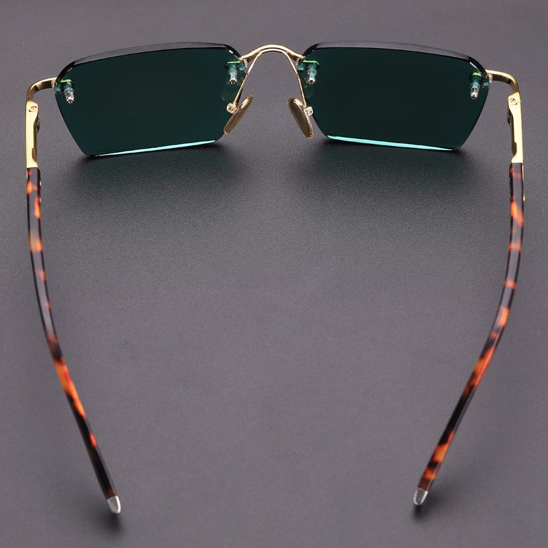 Szklane Okulary Przeciwsłoneczne Bez Oprawek Kobiety Mężczyźni Vintage Crystal Stone Lens Sun
