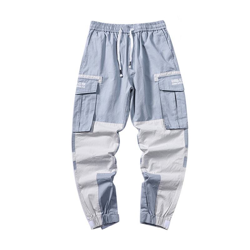 Szwy Kontrastowe Kolory Hip-hopowe Kombinezony Trend Męski Luźne I Dzikie Wiązane Stopy National Tide Casual Harem Pants