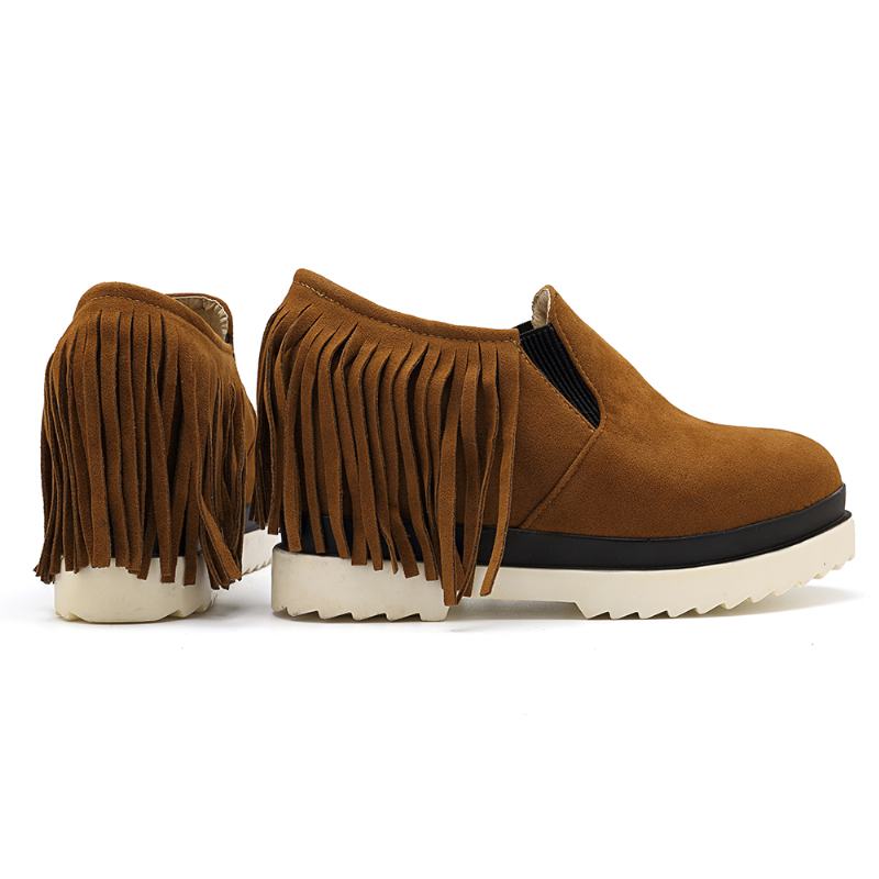 Tassel Slip On Koturny Platforma Wygodne Botki