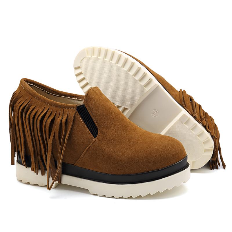 Tassel Slip On Koturny Platforma Wygodne Botki