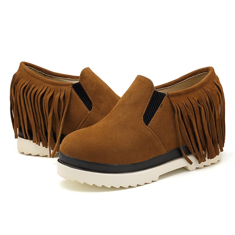 Tassel Slip On Koturny Platforma Wygodne Botki