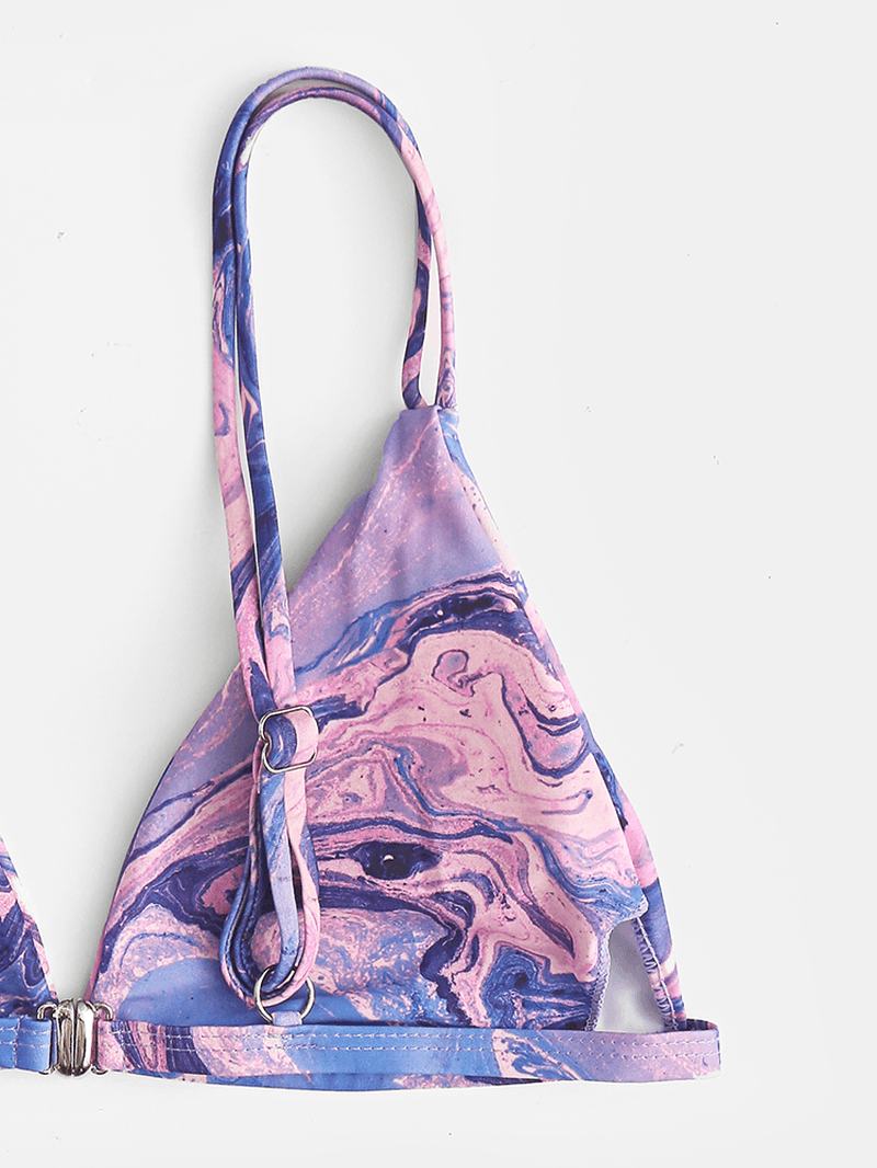 Tie-dye Drukowanie Bikini Spaghetti Strapless Backless Triangle Swimsuit Kostiumy Kąpielowe