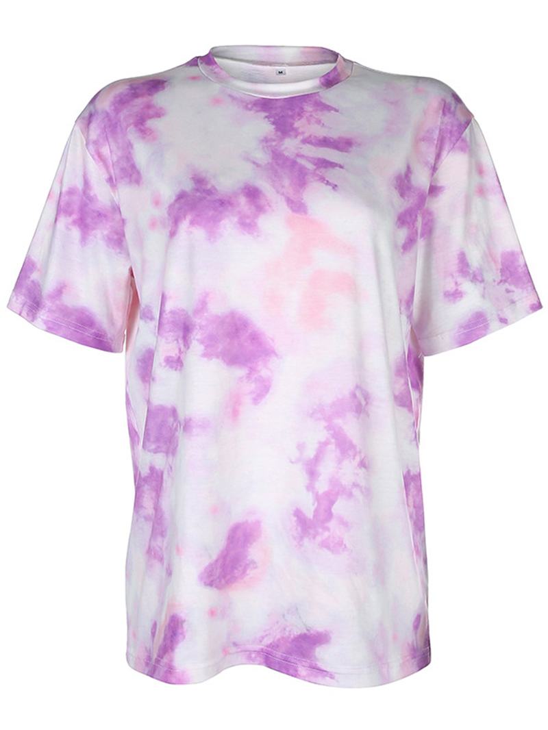 Tie Dye Drukowanie Damskie Summer Sports Dwuczęściowy Top Casual T-shirty