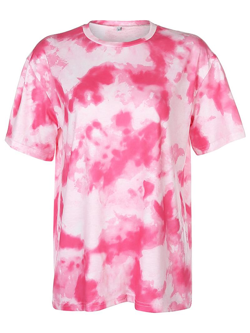 Tie Dye Drukowanie Damskie Summer Sports Dwuczęściowy Top Casual T-shirty