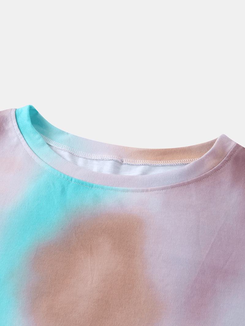 Tie Dye Drukowanie Loungewear Set Dreadient Dwuczęściowa Piżama Z Krótkim Rękawem