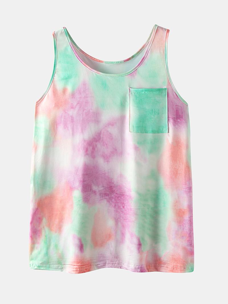 Tie Dye Drukowanie Sports Loungewear Set Tank Top Beam Feet Bez Rękawów Dwuczęściowy Zestaw