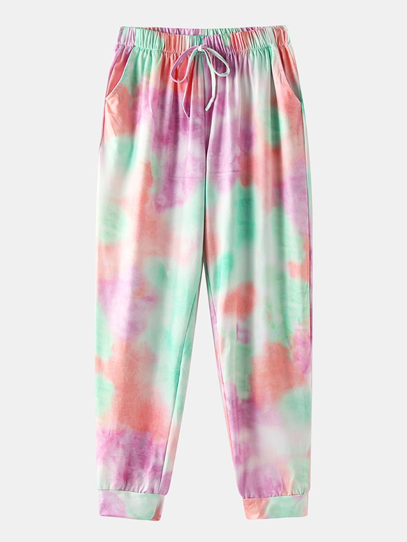 Tie Dye Drukowanie Sports Loungewear Set Tank Top Beam Feet Bez Rękawów Dwuczęściowy Zestaw